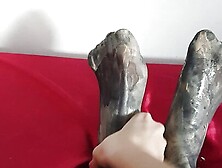 Foot massage with hand cream,  body milk,  foundation and lubricant