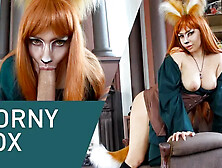 Horny Fox Sucks Huge Cock Eagerly! Cosplay, 4k!