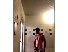 Muscled Guy Are Filmed With Surveillance Cameras While Jerking Off