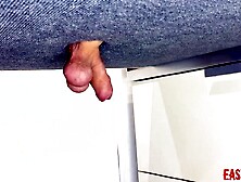 Pervert bimbos stretches penis with nuts on the milking table