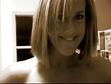 Cool Looking Busty Blonde Milf In Black Sucks On Hard Cock In Her Kitchen