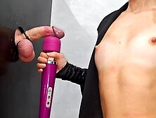 Mistress tortures slave's prick through a hole in the wall (Gloryhole)