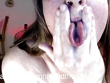 Gagging Self Loud Sound Spit on Face Snot in Nose Ring Closeup