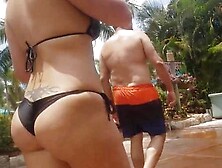 Bubble Butt Tattoed Latina Black Bikini