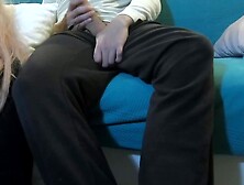 FINE YOUNGSTER Stepsister Plays VIDEOGAME,  Asks for Neck and Feet MASSAGE,  Brother Sneaks a Plenty Cums On