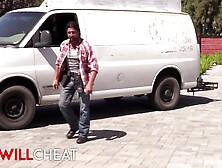 THIS BABE WILL CHEAT - Sara Luvv's Dude Is Way Likewise Vanilla For Her So That babe Gets The Cable Dude To Screw Her