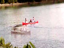 Sunny Threesome With Teens Next To A Lake