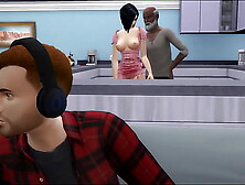 3d asian cartoon story - Horny wifey ch**transexual on her boy with a nasty older hubby while he plays on the console.  Fine Anim