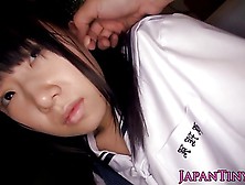 Petite Japanese Schoolgirl Swallows Jizz