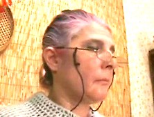 Granny with glasses fucked and facialized