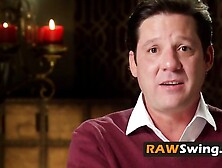 Couple signs contract before meeting up with other horny swingers