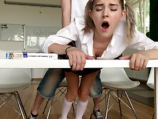 Young Pigtailed Schoolgirl Gets It Good And Hard