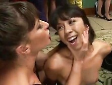 Brunette anal fucked in crowded pool bar