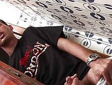 Son spies on mom when she's in the bathroom,  then fucks her