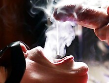 I filled Cat-Woman’s mouth with sperm while she was smoking! Close up slow-mo!
