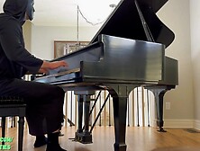 Fine Whore Roughly Throat Rammed By Masked Piano Player