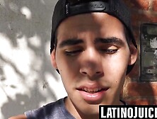 Latino hunk gets topped and painted with hot jizz
