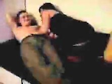 Appealing dark brown in nylons acquires drilled from behind