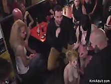 Two Euro Slaves Banged In Public Bar