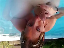 Eager Teen Chick Giving Him Head In The Pool