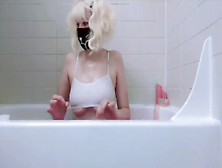 Cute Kitten Teen Plays With Herself In The Bathtub