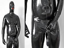 Latex Drone Cumming Inside Sheath With Inflatable Plug