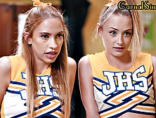 2 cute 21yo babes sharing dick in threesome