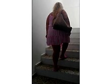 Flashing in public at the car park - Golden-Haired big beautiful woman mother I'd like to fuck