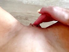 POV upright clitoris climax.  Close up trickling soaked twat rubbing
