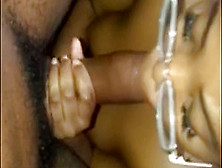 Petite Ebony teen With Glasses Suck,  Ride,  And Throw It Back (18+)
