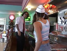 Eager Waitress Earns A Huge Facial