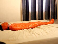 Femdom goddes plays with mummified chastity sissy slave