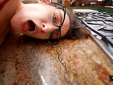 Nerdy Brunette Everly Haze Gets Fucked In The Kitchen