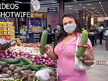 Kriss Hotwife Being Controlled With Lush In Her Vagina Choosing Large Chunky Cucumber To Make Special Cuck Salad