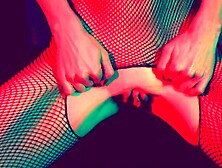 Cute bitch sticks her stunning vagina in your face while jerking off in a fishnet bodystocking