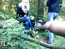 Women in Forest See Flasher Cum
