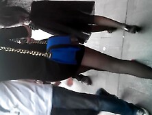 The girl in crotchless pantyhose and her friend