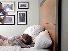 Freckled redhead Allison Bloom in a side angle encounter