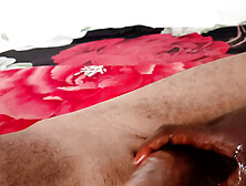 Ebony Jerking off Her White Cock