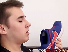 The Smell Of His Own Shoes Makes His Cock Hard And Throbbing