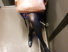 Patterned Pantyhose In The Train