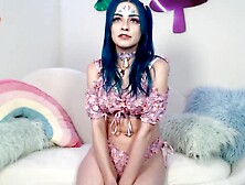 Awesome Blue-Haired Model Jewelz Blu Sucks Her Lovely Sex Toy