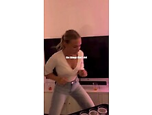 Stupid Blonde Slut Dances Like An Idiot