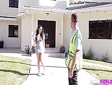 Grounded Teenage Slut Violet Starts Lets Delivery Man Fuck All Of Her Holes