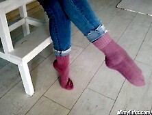 Toes play of a young bimbos