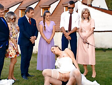 A Man In A Dog Mask Is Fucking The Bride While Outside