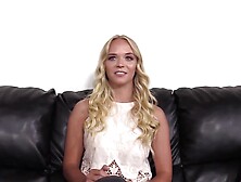 Blonde chick is fucked in the ass at this hardcore porn casting