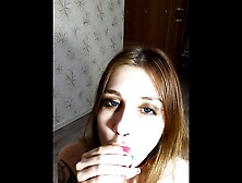 The slut sucked everything to the last drop