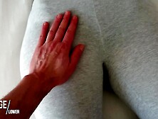 Toching Vagina in Grey soft Yogapants - Leggings