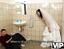 VIP4K. Being locked in the baths, hawt bride doesnt lose time and seduces random dude